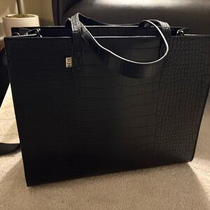 Black Beis Croc Embossed Work Tote Bag